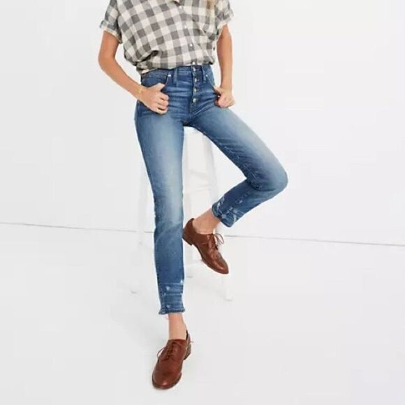 Madewell Slim Straight: Distressed Button Front Edition Jeans 23TL - Picture 10 of 12
